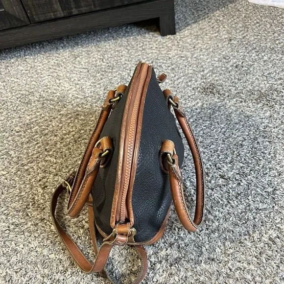 Dooney & Bourke Norfolk Crossbody Bag Handbag Purse Vintage Black Brown Leather - Picture 7 of 12